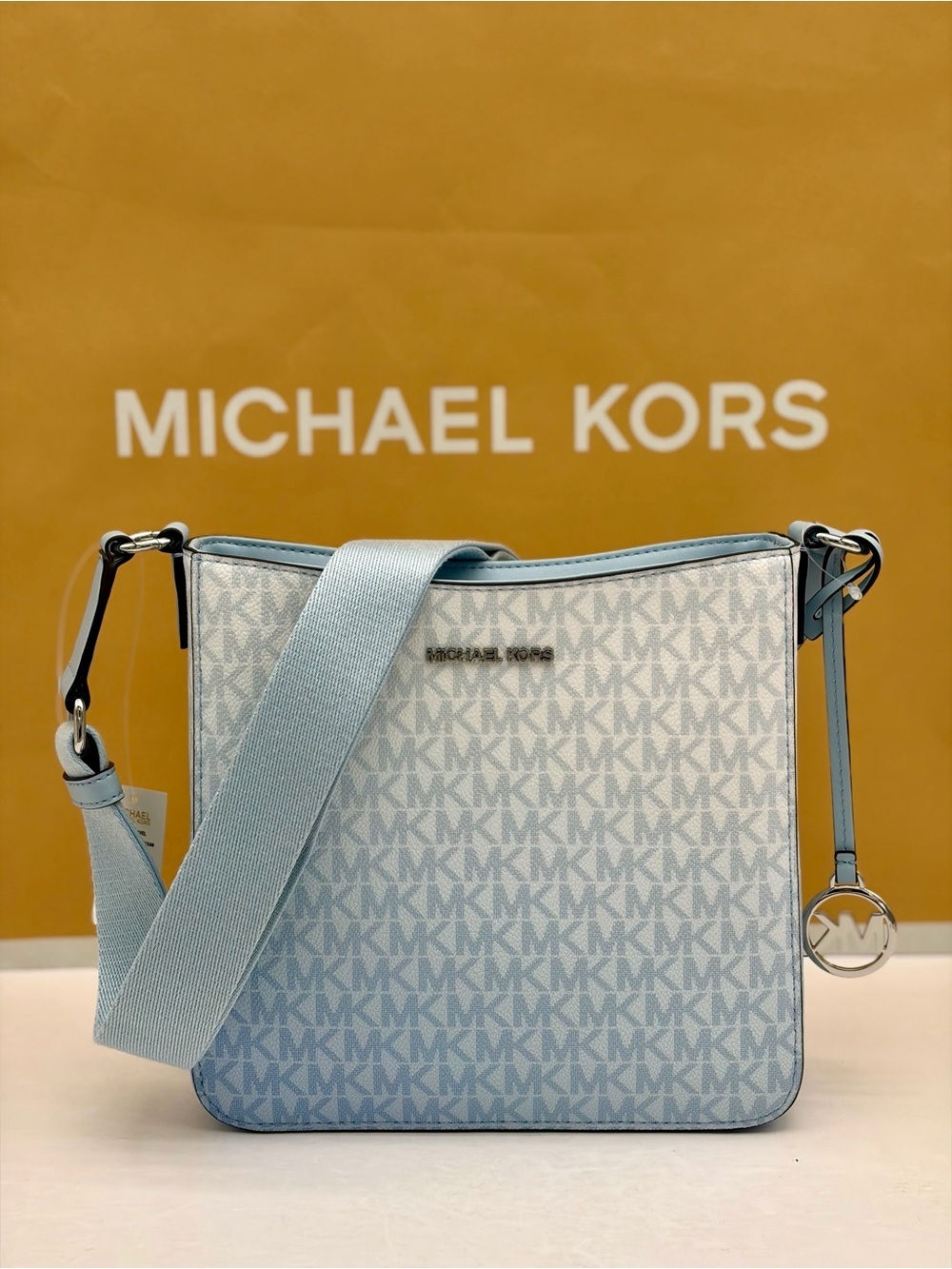 Michael Kors Light Blue Ombré MK Signature Crossbody - Picture 3 of 15